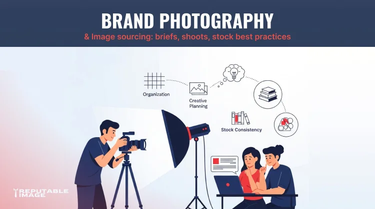Cover Image: Brand photography illustration showing photo shoots, image planning, and visual content creation